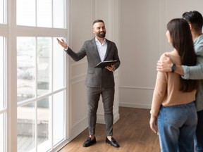 This illustration shows first-time homebuyers checking out a condo