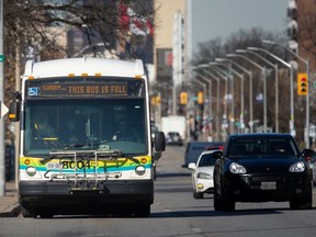 City council on Monday will consider a major new investment in Transit Windsor. Here, a bus is seen on Ouellette Avenue on Friday, Nov. 25, 2022.