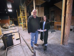 Local realtor Bob Peters and architect Jelena Komlenac are shown at 28 Chatham Street East in downtown Windsor on Tuesday, November 15, 2022. The former bar and restaurant space is being completely renovated and apartment units have been added on the second floor.