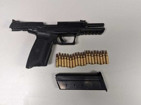 A Ruger-57 semi-automatic pistol with ammunition, seized by Windsor police as a result of an arrest on Glengarry Avenue on Nov. 16, 2022.
