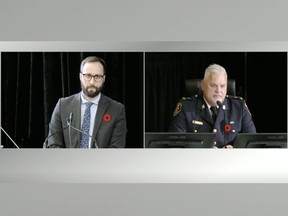 Windsor Police Deputy Chief Jason Crowley testifies during the Public Order Emergency Commission in Ottawa on Monday, Nov. 7, 2022.