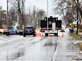 Chatham-Kent police have blocked off a stretch of Murray Street in Wallaceburg for an incident investigation Friday morning. (Trevor Terfloth/The Daily News)