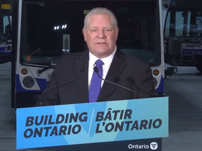 A screengrab of Ontario Premier Doug Ford speaks about Mississauga Mayor Bonnie Crombie on Wednesday, Dec. 7, 2022.