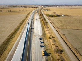 Work continues on the Highway 3 expansion project, pictured here between Arner Townline and Cameron Side Road, on Thursday, Dec. 1, 2022.