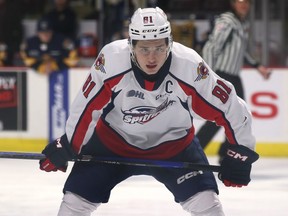 Captain Matthew Maggio's 10th game with three points or more helped the Windsor Spitfires beat the Hamilton Bulldogs on Saturday at the WFCU Centre.