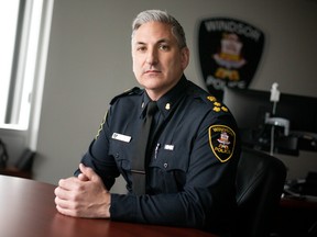 Windsor Police Chief, Jason Bellaire, is pictured in his office at the Windsor Police Headquarters, on Thursday, Dec. 8, 2022.