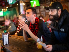 A few diehards took in Canada's last game at the FIFA World Cup Qatar 2022, at the Manchester Pub on Thursday, Dec. 1, 2022.