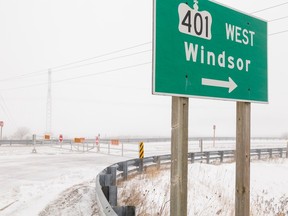 The 402 West towards Windsor was closed at Iona Road due to the large number of collisions on the highway. 
Photograph taken on Friday December 23, 2022.