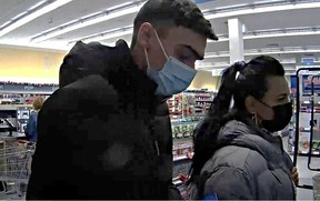 Essex County OPP are asking for the public’s help identifying two suspects accused of stealing from a business on Main Street East in Kingsville on Dec. 7, 2022.