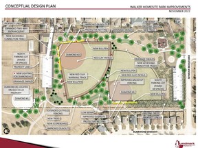 Public input sought. A conceptual design plan for proposed improvements to Walker Homesite Park in Windsor is shown on Monday, Dec. 5, 2022.