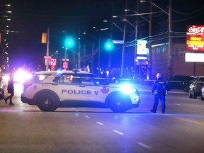 WINDSOR, ON. DECEMBER 10, 2022 -    Windsor Police is shown on Wyandotte Street East near Pillette Road on Saturday, December 10, 2022 where a pedestrian was struck by a vehicle then later died. The road was shut down for several hours.