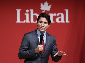 Prime Minister Justin Trudeau delivers an address at the Laurier Club Holiday Event, an event for supporters of the Liberal Party of Canada, in Gatineau, Que., on Thursday, Dec. 15, 2022.