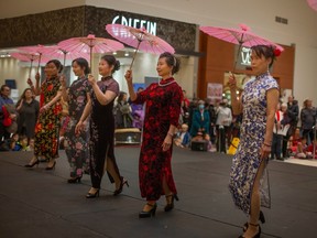 The Qipao show is performed during Lunar New Year celebrations put on by the Essex County Chinese Canadian Association at Devonshire Mall, on Sunday, January 22, 2023.