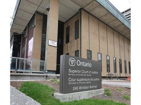The exterior of the Superior Court of Justice building in Windsor is shown on April 22, 2021.