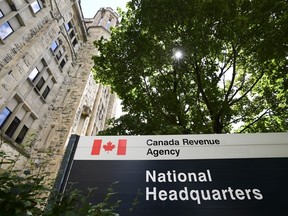 The Canada Revenue Agency headquarters Connaught Building is pictured in Ottawa, Aug. 17, 2020.