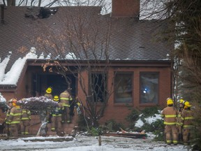 LASALLE, ONT:. JANUARY 29 - LaSalle fire crews remain on scene of a serious early morning house fire on the 1000 block of Reaume Road in LaSalle, on Sunday, Jan. 29,  2023.