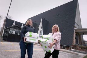 Sue McKinnon, left, board of directors president of the House of Sophrosyne, and CEO Karen Waddell are shown Monday, Jan. 16, 2023, outside the facility that has been home to the organization the past 45 years and which is now being vacated.