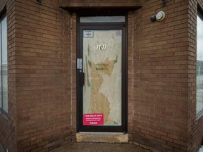 The location of the proposed safe injection site at the corner of Wyandotte St. East and Goyeau Avenue is seen on Thursday, January 26, 2023.