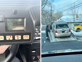 Images from speeding incidents in LaSalle on Jan. 30, 2023 (left), and Jan. 27, 2023 (right), both on Front Road.