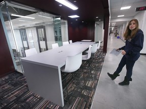 Amy Lo Faso, principal of Catholic Central High School in Windsor is shown in a collaboration area of the new school on McDougall Street on Monday, January 9, 2023.