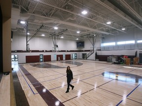 Amy Lo Faso, principal of Catholic Central High School in Windsor is shown in the gymnasium of the new school on McDougall Street on Monday, January 9, 2023.