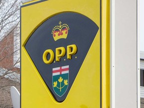 An Ontario Provincial Police detachment sign.