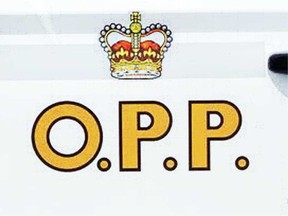 Ontario Provincial Police insignia on a vehicle.
