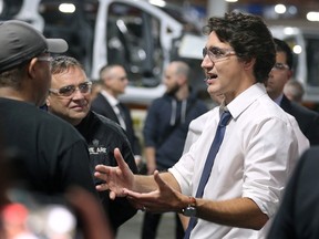 Made in Windsor. Prime Minister Justin Trudeau speaks to workers at the Stellantis Canada Windsor Assembly Plant on Tuesday, Jan. 17, 2023.
