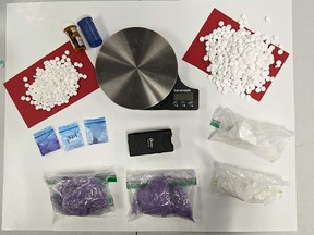 Drugs and other items seized by Windsor police in a traffic stop on Jan. 23, 2023.