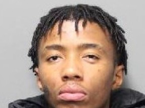 Israel Muamba, 19, of Montreal, is wanted on a Canada-wide warrant for a robbery at Vaughan Mills mall on Wednesday, Feb. 1, 2023.