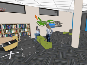 A drawing of the renovations planned for the Tecumseh library branch is shown.
