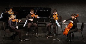 Members of the Windsor Symphony Youth Orchestra perform at the Capitol Theatre’s 100th anniversary event on Saturday, February 18, 2023.