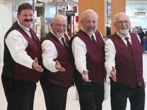 Tom Grimes, left, Rob Grimmell, Mike Souliere and Eric Best, members of the Essex Vocal Express quartet are shown at the Devonshire Mall in Windsor on Thursday, Feb. 2, 2023.