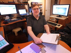 Kevin O'Neil is shown at his LaSalle home on Wednesday, February 15, 2023. He has been circulating a petition that asks the federal government to update current tax laws for cross-border commuters.