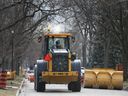 Heavy equipment is shown on Villaire Avenue on Friday, February 10, 2023, in Windsor where the municipality is progressing on flood mitigation sewer work.