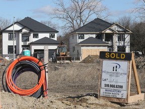 New homes under construction on Roxborough Blvd. in Windsor are shown on Friday, February 24, 2023.