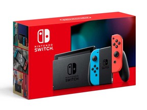 Base unit package of the Nintendo Switch video game console.