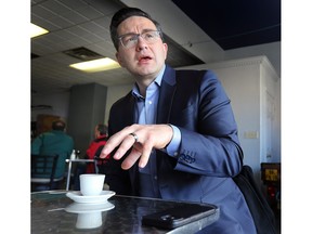 Pierre Poilievre, leader of the Conservative Party of Canada is shown at the Gennaro's Cafe on Erie Street in Windsor on Friday, February 10, 2023.
