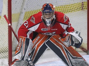 Windsor Spitfires goalie Ian Michelone delivered a 34-save performance in his first start with the club on Thursday.