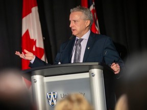 University of Windsor president, Robert Gordon, delivers the State of the University at the CAW Student Centre?s Alumni Auditorium, on Thursday, Feb. 2, 2023.