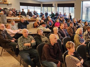A large crowd attended Wednesday's public meeting for Wheatley residents at the Talbot Trail Golf Club. (Trevor Terfloth/The Daily News)