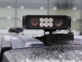 An ALPR camera mounted on a police vehicle in Ottawa, photographed in January 2023.