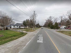 The intersection of Bouffard Road and Malden Road in LaSalle is shown in this April 2021 Google Maps image.