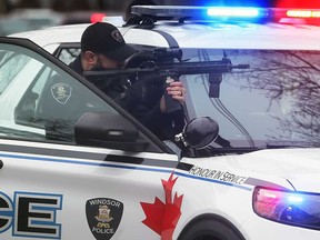 A Windsor police officer responds to a firearm investigation in the 1000 block of Lincoln Road on March 27, 2023.