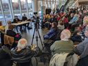 More than 100 people attended a townhall meeting at Windsor's city hall to discuss issues related to the Downtown Mission on Tuesday, March 7, 2023.