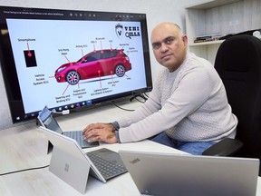 AJ Khan, founder of Vehiqilla is shown at his Windsor office on Thursday, March 9, 2023.