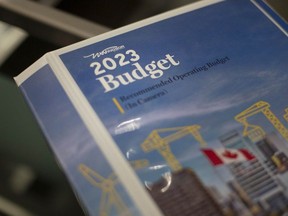 A binder containing the City of Windsor's 2023 budget, is pictured on Monday, April 3, 2023.