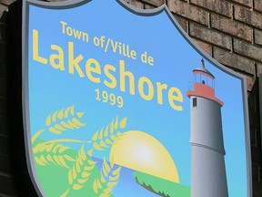 The Town of Lakeshore logo is shown on the town hall in Belle River on Sept. 19, 2018.