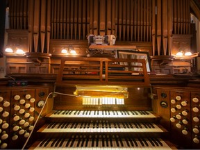 The Assumption Church organ, which will soon be disassembled and repaired as part of the ongoing renovations at the church, is pictured on Friday, April 21, 2023.