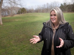 'Easy thing to say yes to.' LaSalle Mayor Crystal Meloche is pictured at Brunet Park, on Monday, April 3, 2023. LaSalle is considering giving the park and other municipal lands as part of the pending Ojibway National Urban Park.